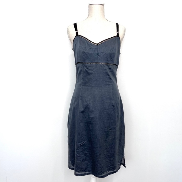 Vintage Bisou Bisou Gray Black Slip Dress Lace Straps - Picture 6 of 8